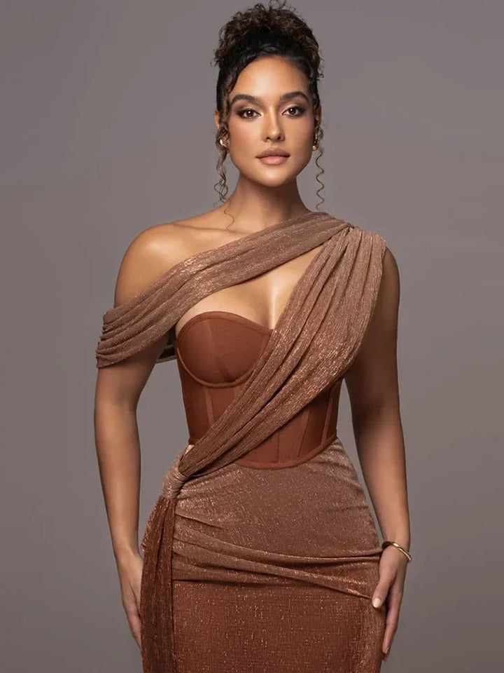 Women's Elegant One-Shoulder Maxi Dress for Evening Events 2