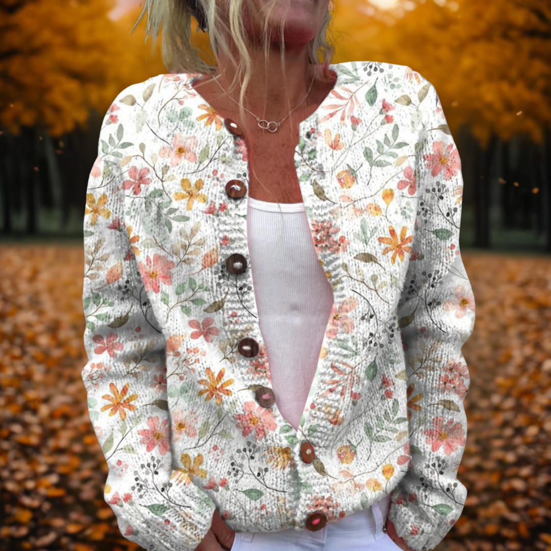 Women’s Floral Print Cardigan Lightweight Layering Sweater for Fall 0
