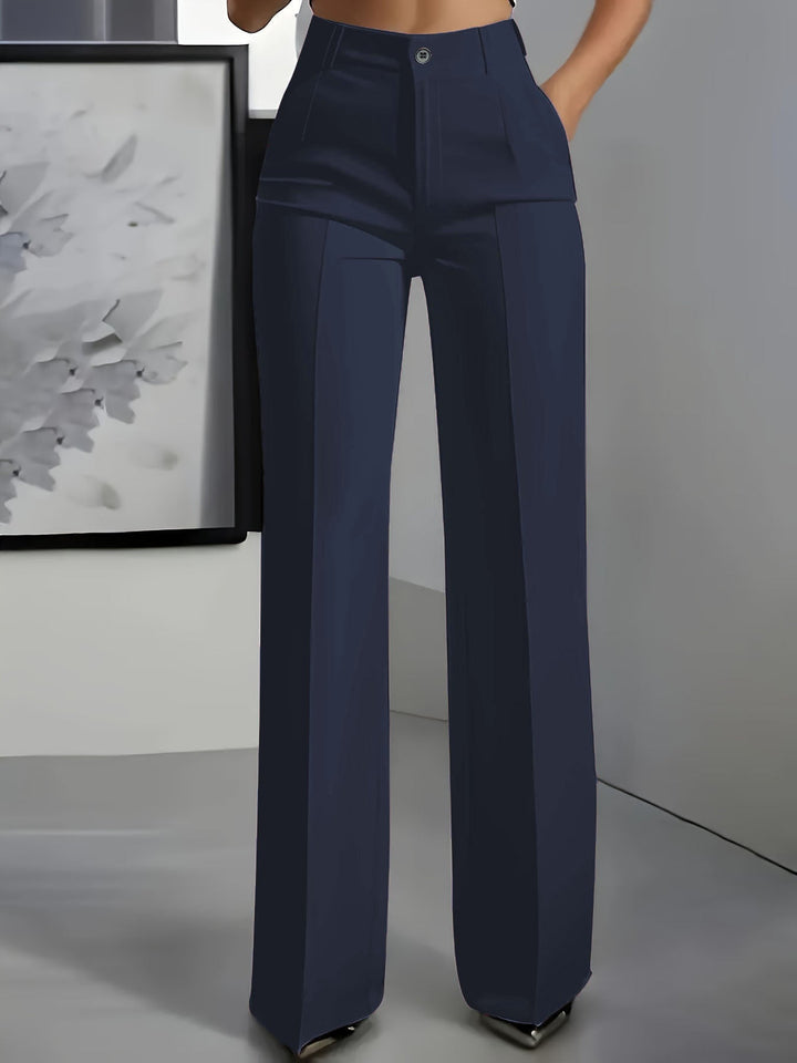 Women's High-Waisted Trousers with Elastic Waistband for Chic Style and Versatile Outfits 0