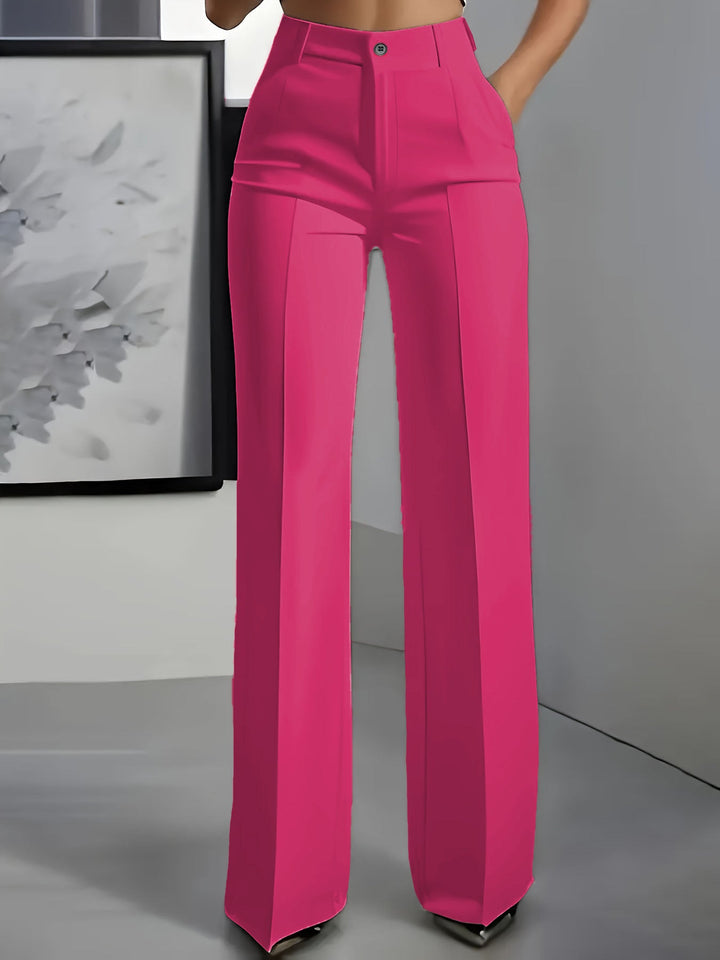 Women's High-Waisted Trousers with Elastic Waistband for Chic Style and Versatile Outfits 3
