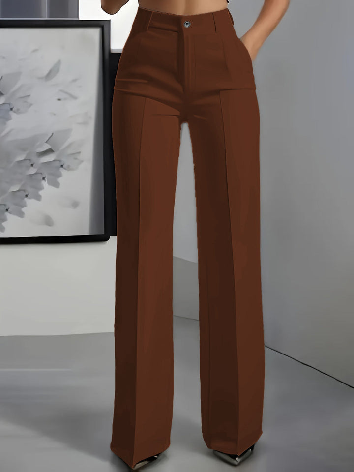 Women's High-Waisted Trousers with Elastic Waistband for Chic Style and Versatile Outfits 5