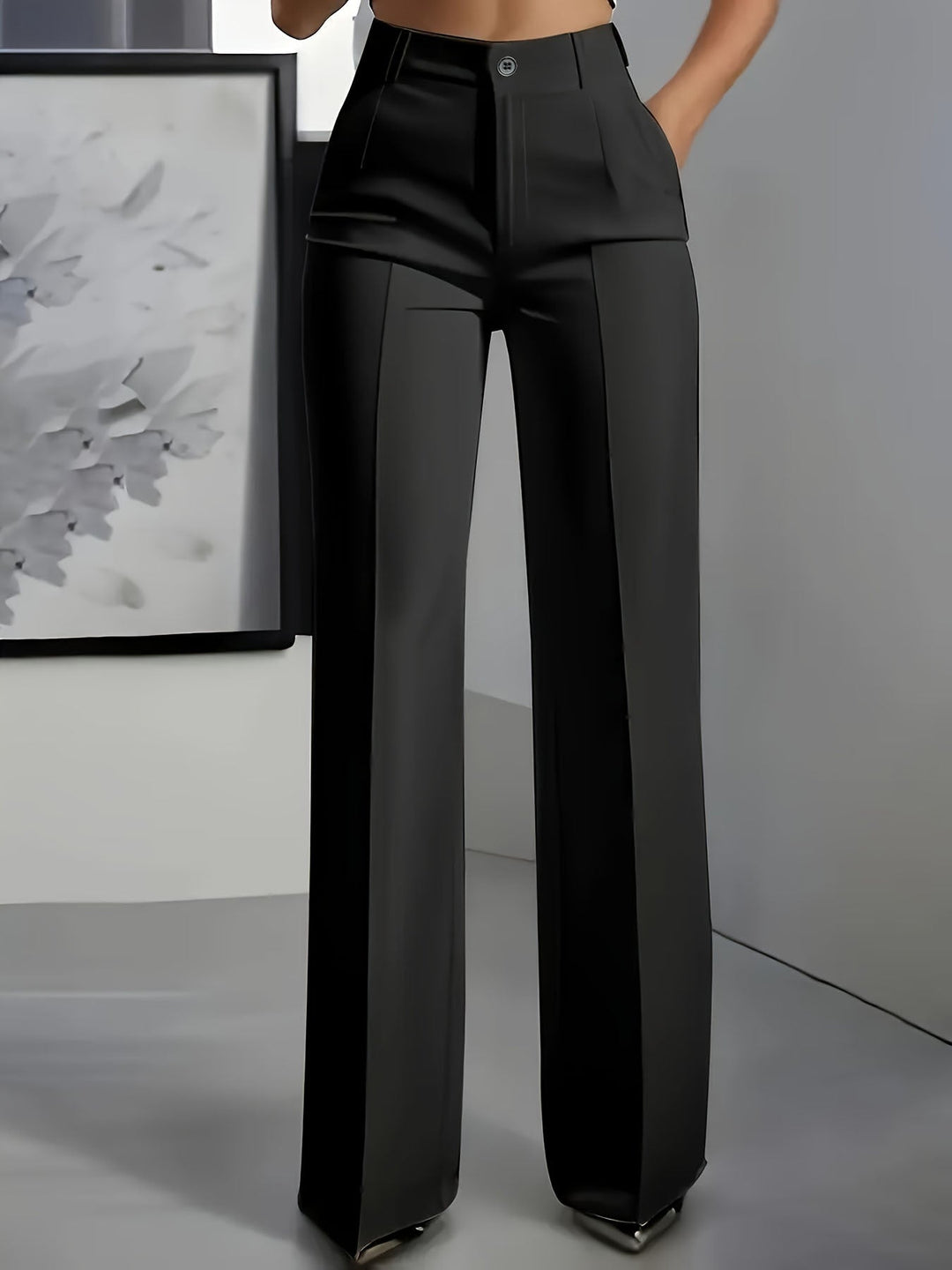 Women's High-Waisted Trousers with Elastic Waistband for Chic Style and Versatile Outfits 7