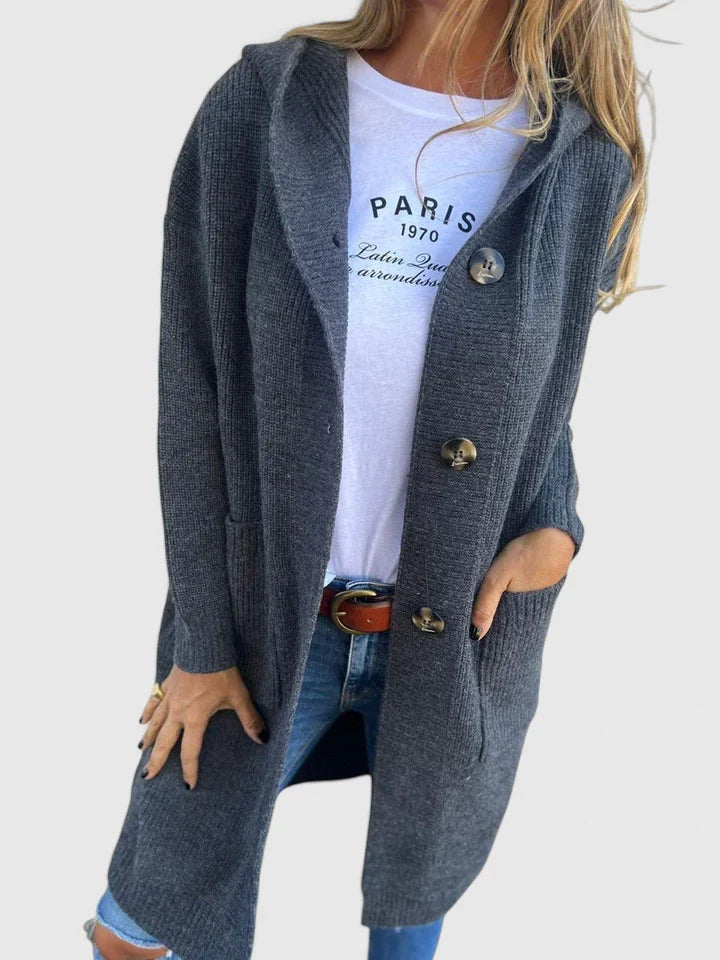 Women's Long Cardigan Sweater - Cozy Black Cardigan with Classic Button Design and Pockets for Effortless Style 4