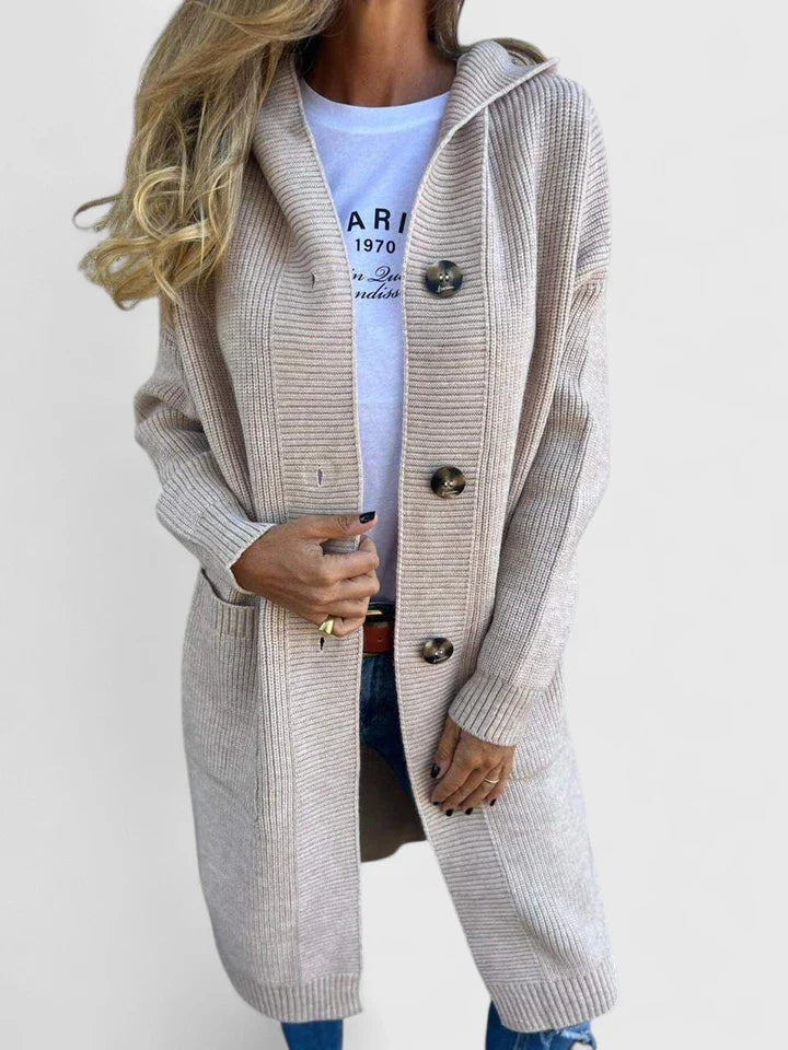Women's Long Cardigan Sweater - Cozy Black Cardigan with Classic Button Design and Pockets for Effortless Style 5