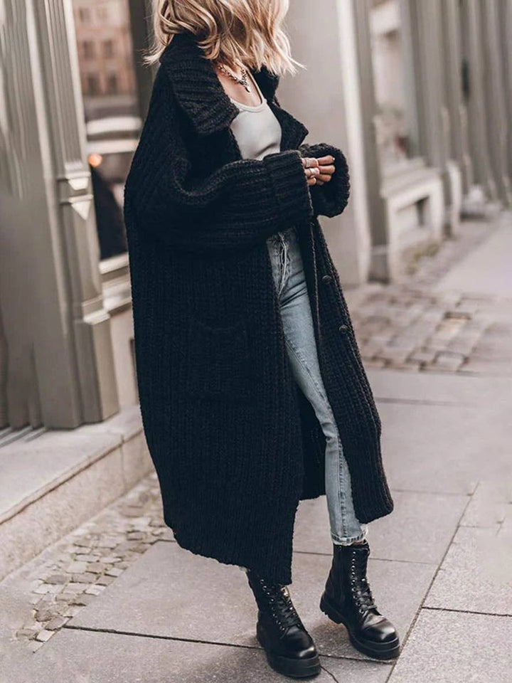 Women's Long Cardigan Sweater - Oversized Chunky Rib-Knit Lapel Cardigan for Cold Weather, Cozy Layering with Deep Pockets 5