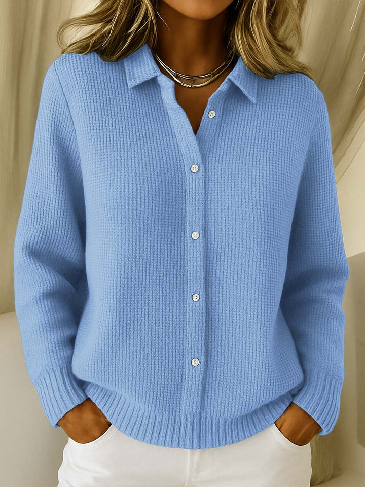Women's Long White Cardigan Sweater - Classic Knitted Button Design for Everyday Elegance 0