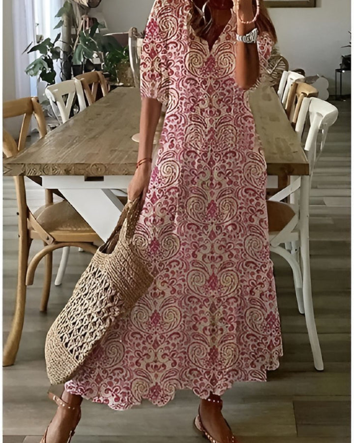 Women's Maxi Dress - Boho Summer Dress with Tassel Tie Front for Casual Style 4