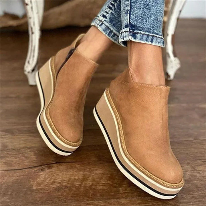 Women's Orthopedic Arch Support Wedge Platform Ankle Boots with Side Zip 0