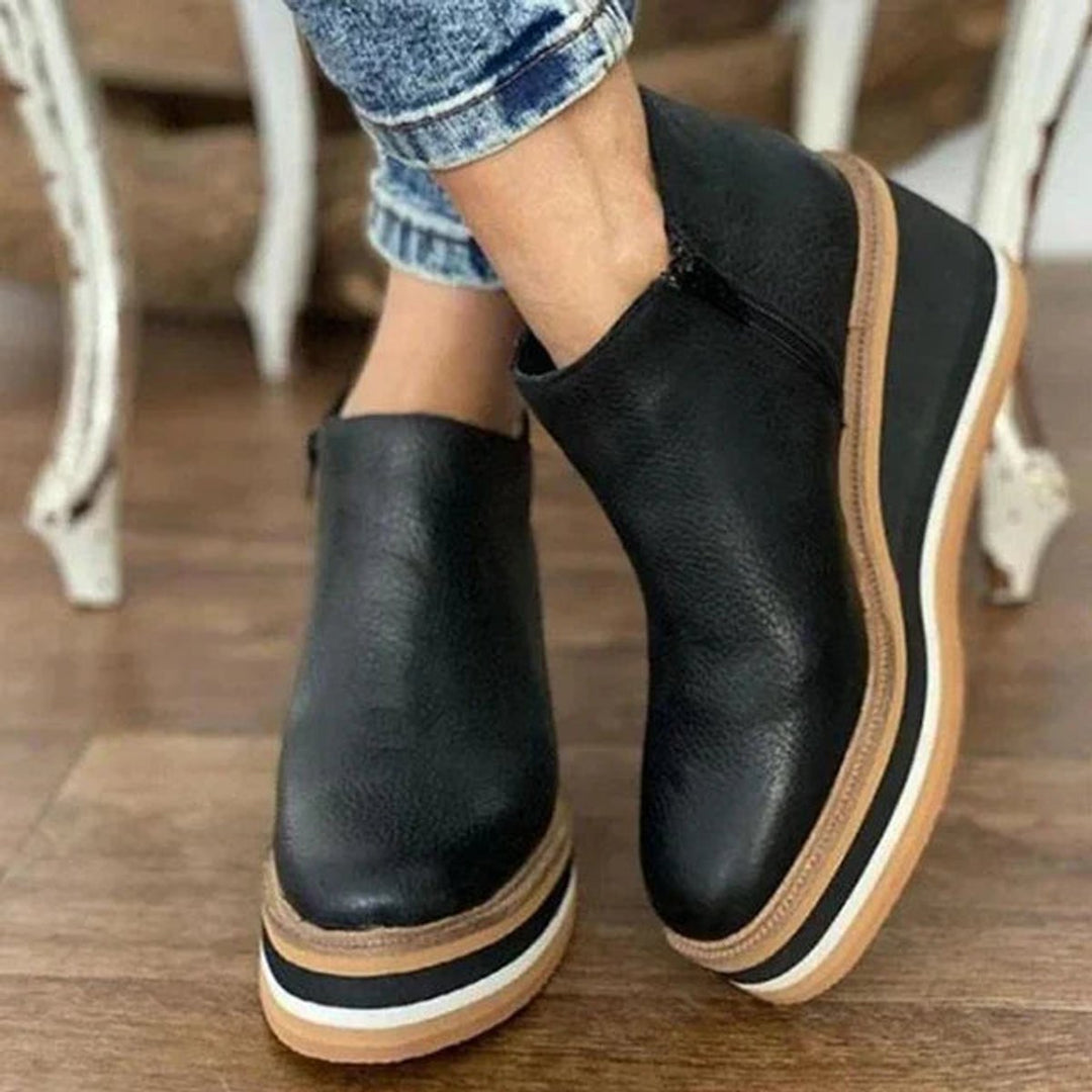 Women's Orthopedic Arch Support Wedge Platform Ankle Boots with Side Zip 2