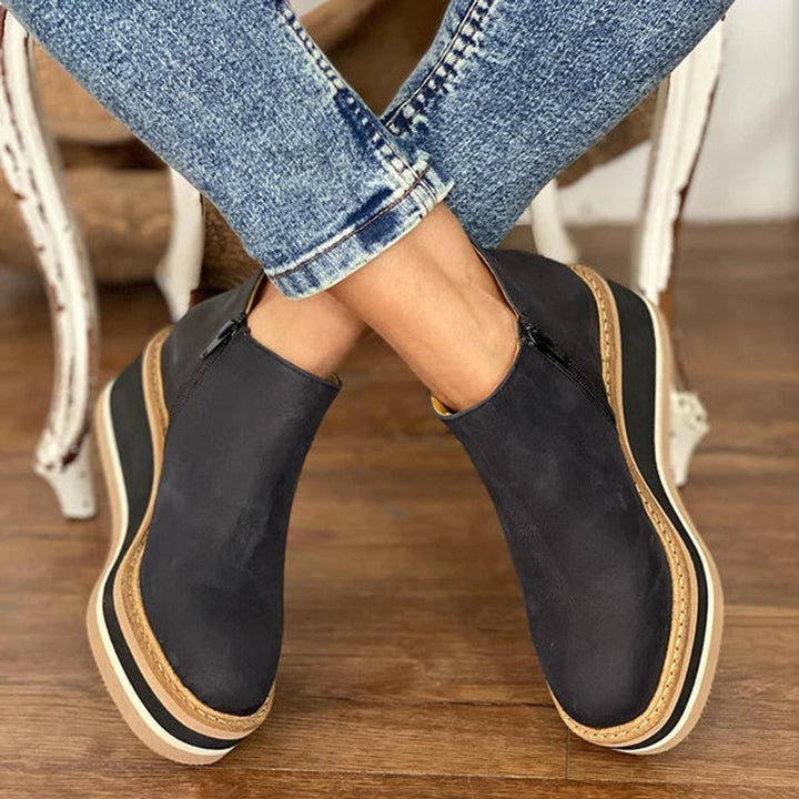 Women's Orthopedic Arch Support Wedge Platform Ankle Boots with Side Zip 3