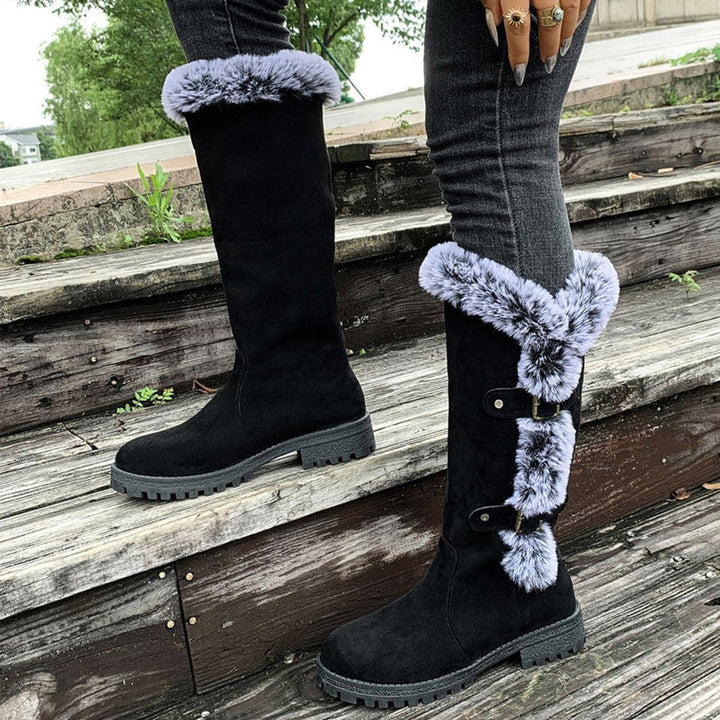 Women's Orthopedic Knee High Boots with Arch Support and Faux-Fur Trim Buckle Detail 8