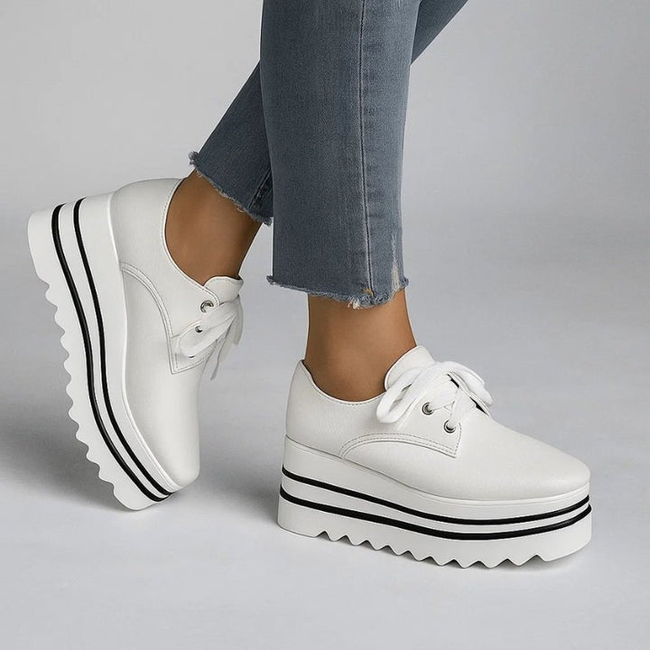 Women's Orthopedic Platform Oxford Shoes with Arch Support Lace-Up Wedge Sneakers 1