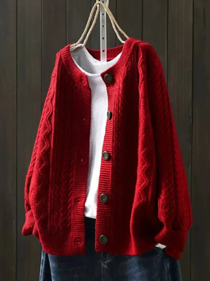 Women's Oversized Cable-Knit Button-Down Cardigan Sweater for Fall and Winter 1