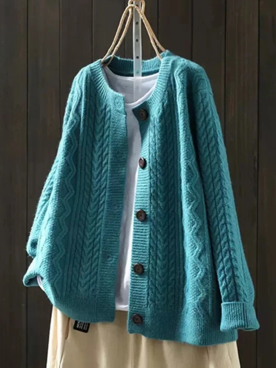 Women's Oversized Cable-Knit Button-Down Cardigan Sweater for Fall and Winter 5