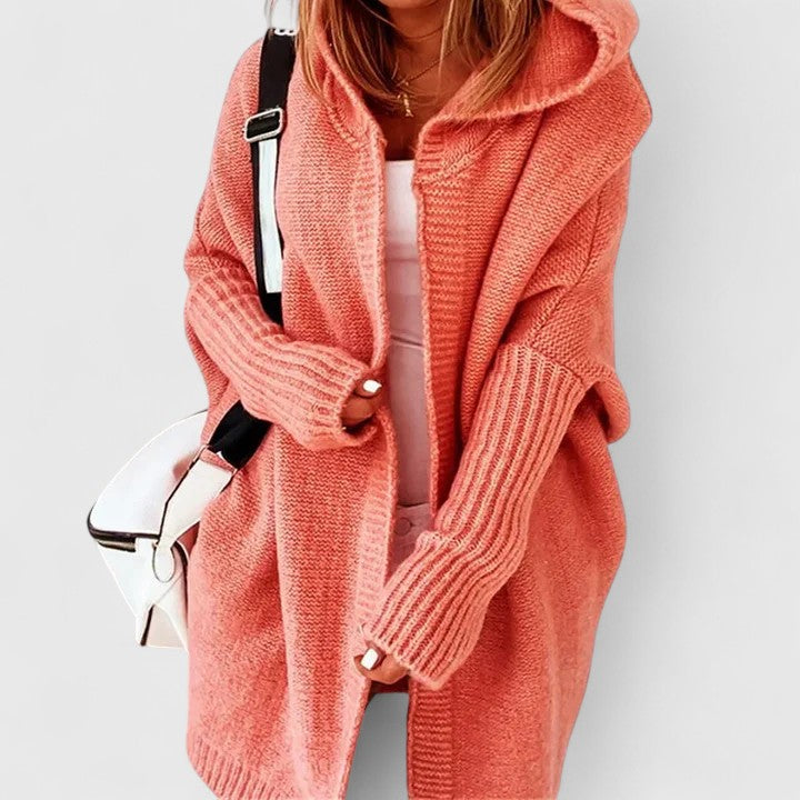Women’s Oversized Comfortable Cardigan with Large Hood and Knee-Length Cut 1