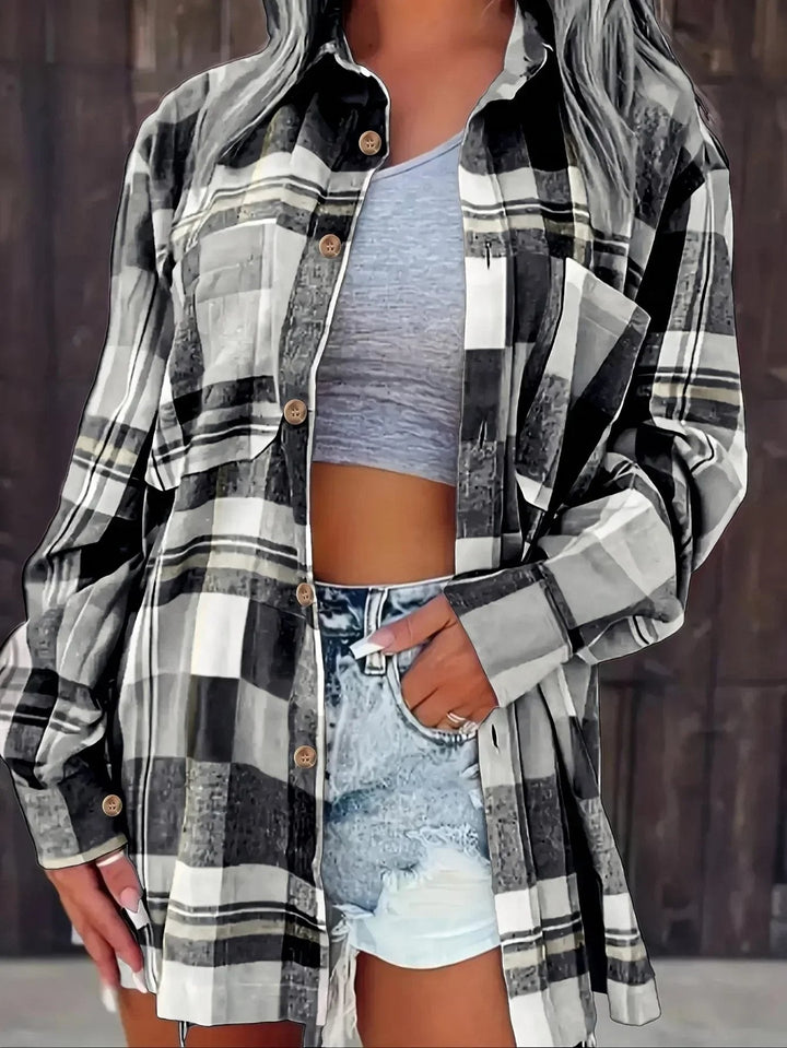 Women's Oversized Plaid Open-Front Cardigan Sweater for Casual Layering, Long Sleeve, Fall Fashion 11