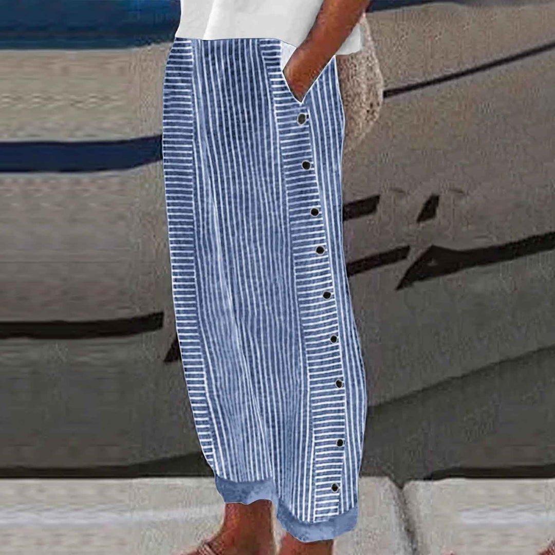 Women's Striped Button-Accent Pants for Effortless Style and All-Day Comfort 2