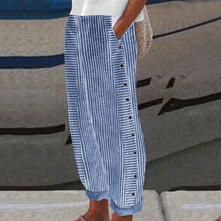 Women's Striped Button-Accent Pants for Effortless Style and All-Day Comfort 2