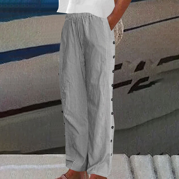 Women's Striped Button-Accent Pants for Effortless Style and All-Day Comfort 3