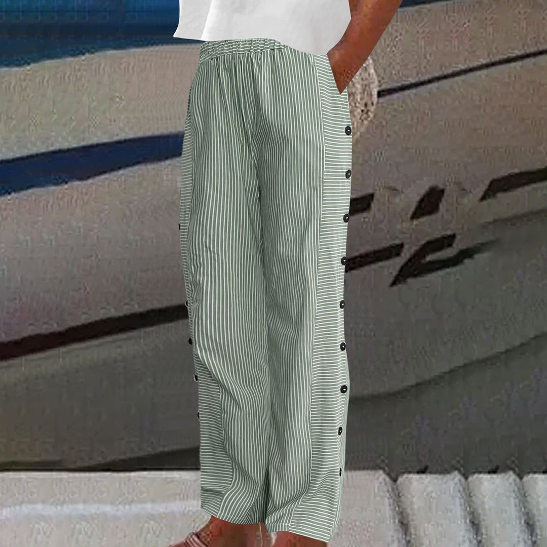 Women's Striped Button-Accent Pants for Effortless Style and All-Day Comfort 4