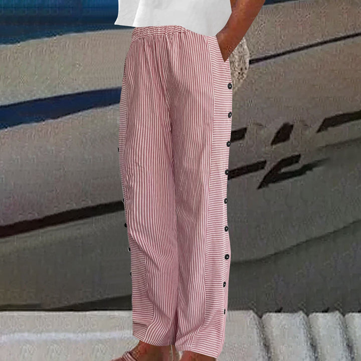 Women's Striped Button-Accent Pants for Effortless Style and All-Day Comfort 5