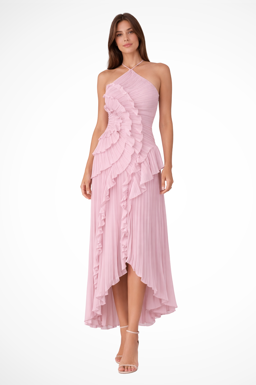 Women's Summer Maxi Dress with Halter Neck and Ruffles for Elegant Events 0