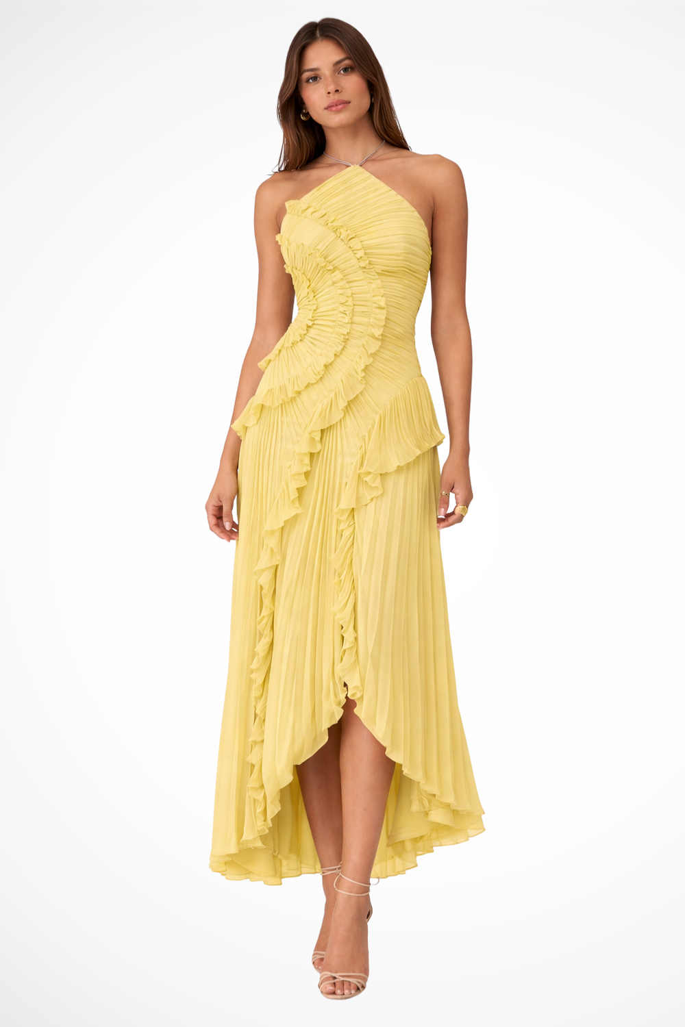 Women's Summer Maxi Dress with Halter Neck and Ruffles for Elegant Events 1