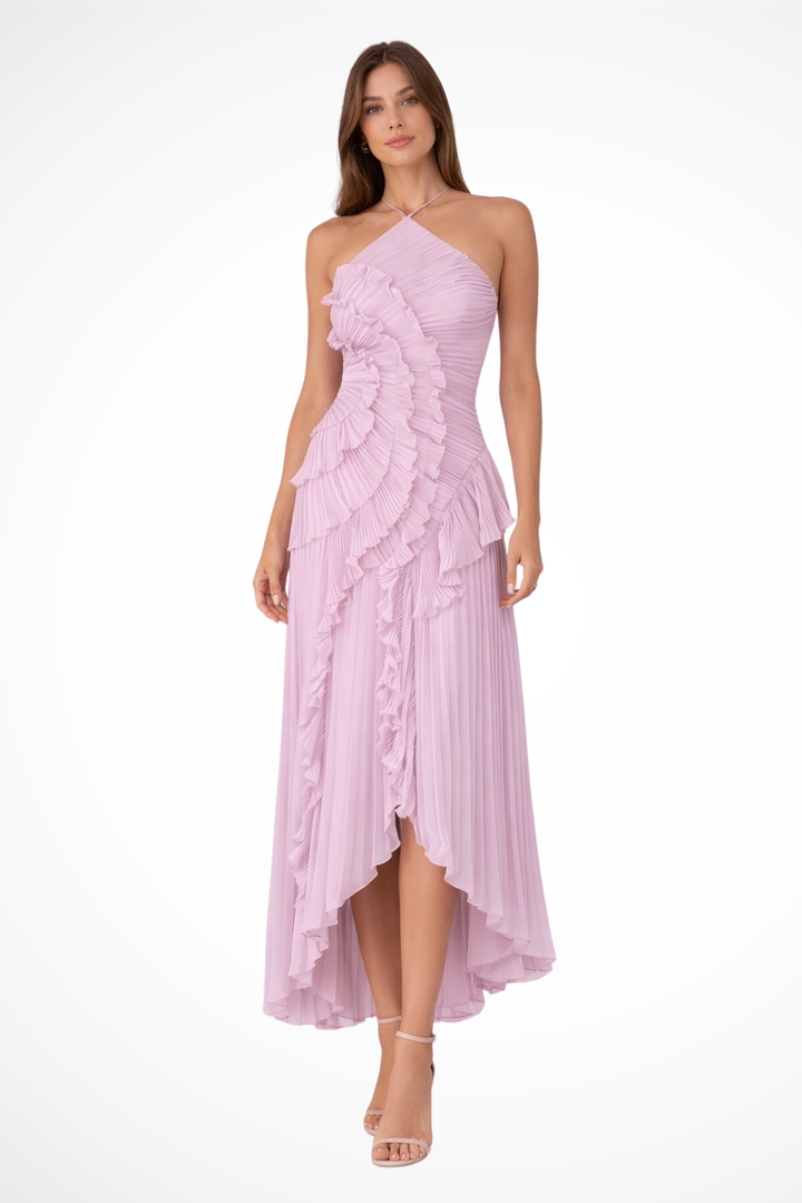 Women's Summer Maxi Dress with Halter Neck and Ruffles for Elegant Events 3