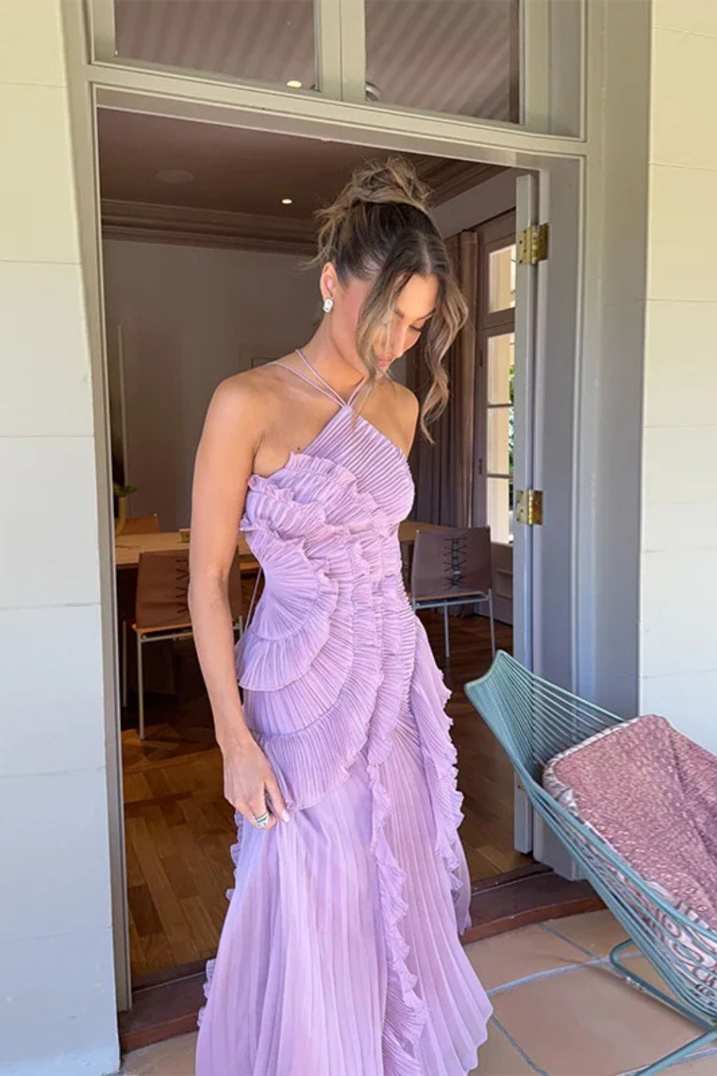 Women's Summer Maxi Dress with Halter Neck and Ruffles for Elegant Events 7