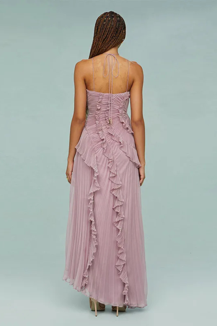 Women's Summer Maxi Dress with Halter Neck and Ruffles for Elegant Events 8