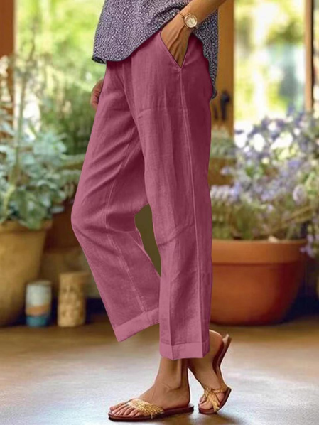 Women's Tapered Cropped Cuffed Pants for Smart-Casual Style, Lightweight and Breathable Design 4