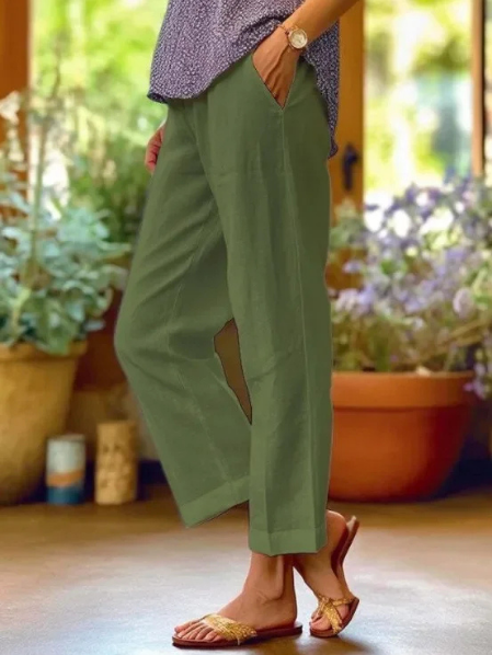 Women's Tapered Cropped Cuffed Pants for Smart-Casual Style, Lightweight and Breathable Design 5