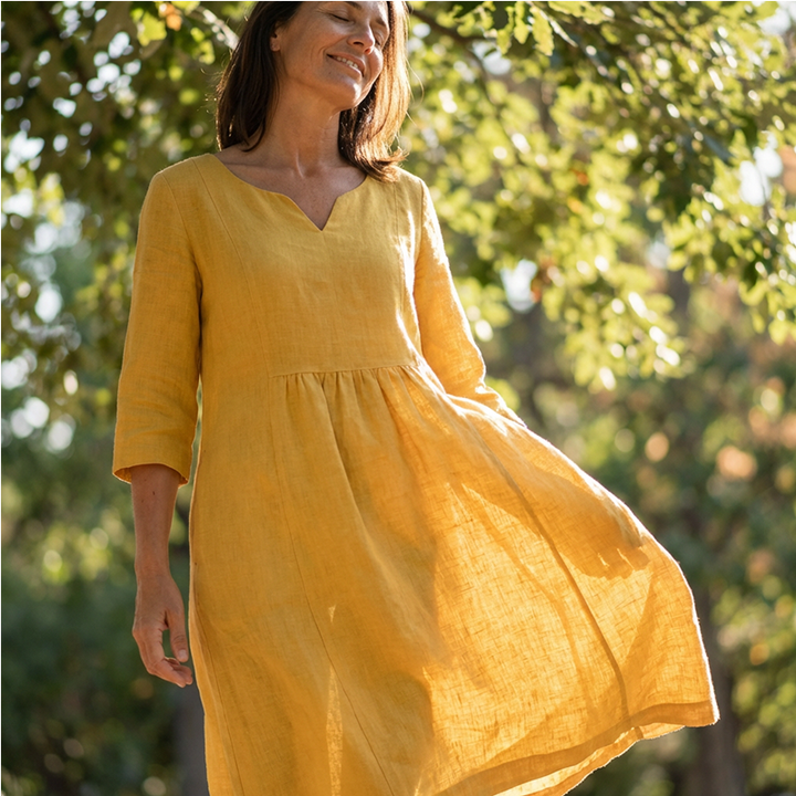 Women's V-Neck Midi Dress with Pockets - Casual Summer Dresses for Effortless Style 1