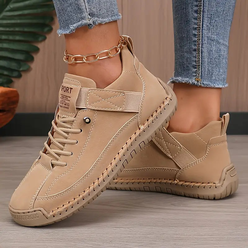 Women's White Sneakers - Comfortable Lace-Up Sneakers for Everyday Walking, Best Walking Shoes for Women 5