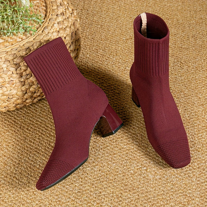 Women's knitted ankle boots | Block heel & Comfortable 10