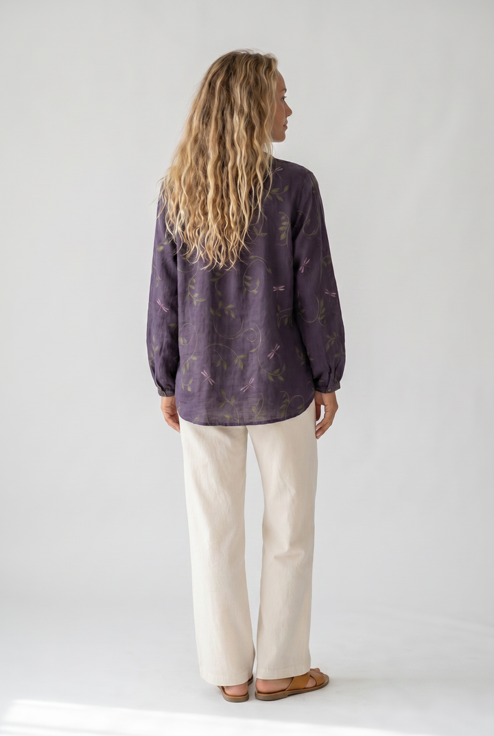 Womens Blouse - Boho Printed V-Neck Long Sleeve Top with Relaxed Fit, Casual Style for Every Occasion 3