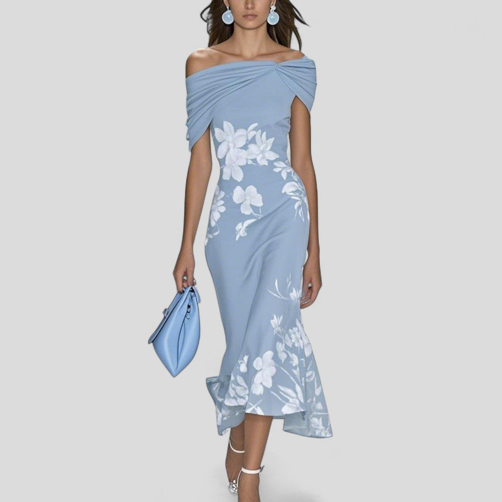 Womens Dress - Elegant Midi Summer Dress with Unique Print for Casual Outings and Garden Parties 1