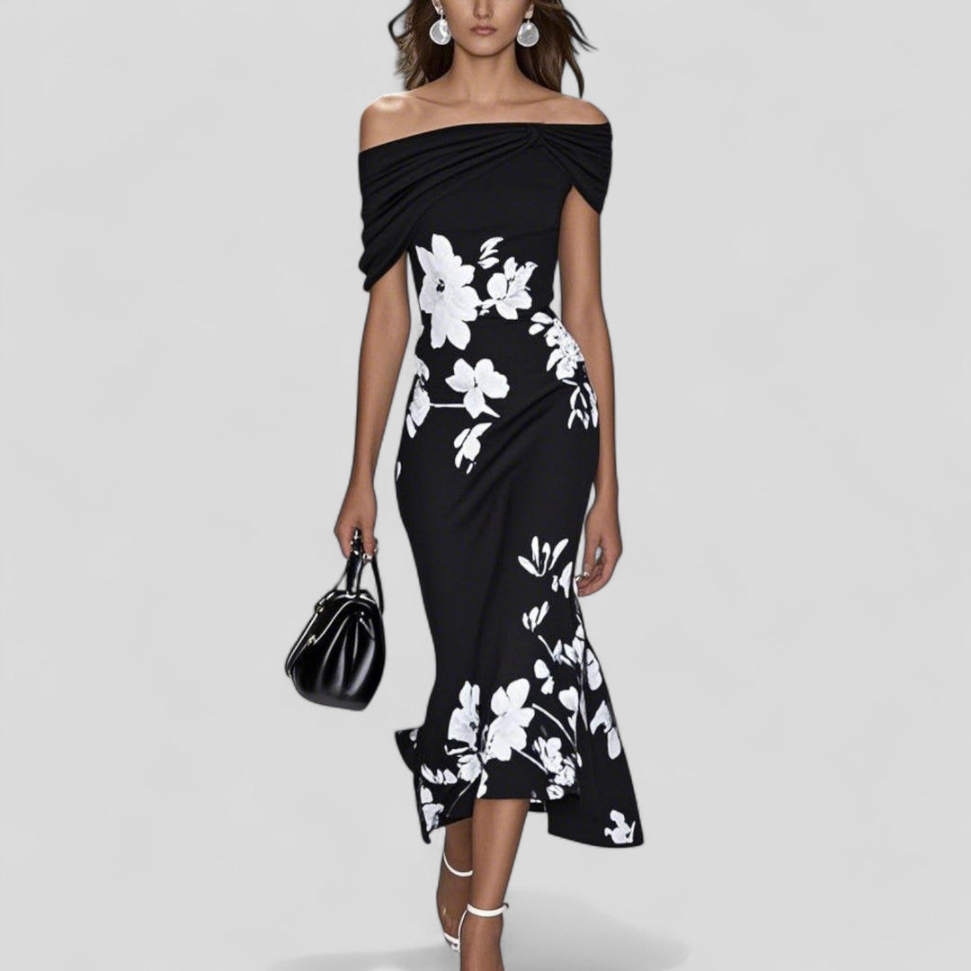 Womens Dress - Elegant Midi Summer Dress with Unique Print for Casual Outings and Garden Parties 2