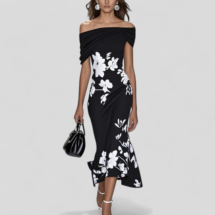Womens Dress - Elegant Midi Summer Dress with Unique Print for Casual Outings and Garden Parties 2