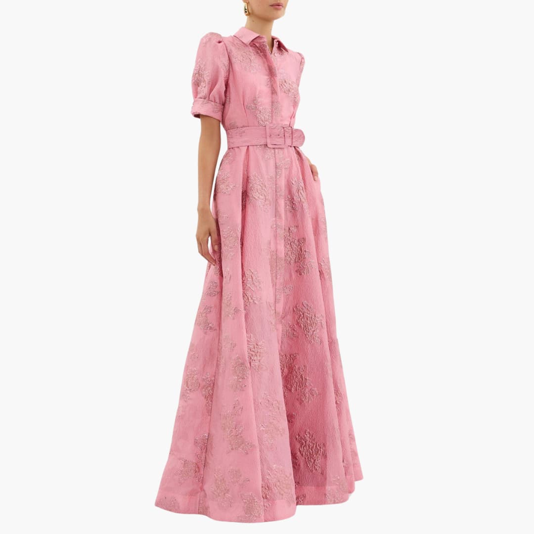 Womens Floral Dress with Puff Sleeves - Elegant Summer Dress for Wedding Guests and Special Events 1