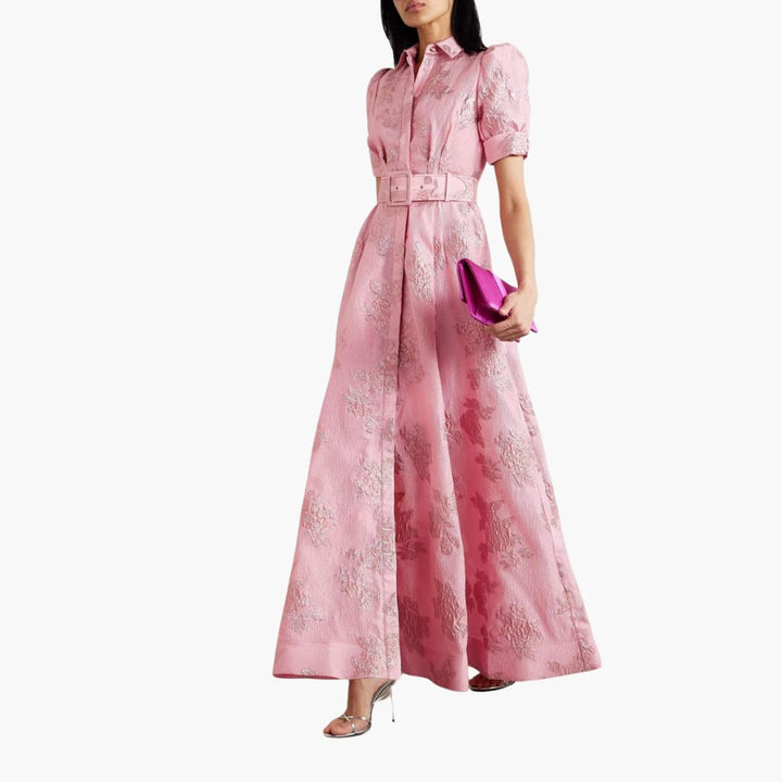 Womens Floral Dress with Puff Sleeves - Elegant Summer Dress for Wedding Guests and Special Events 2