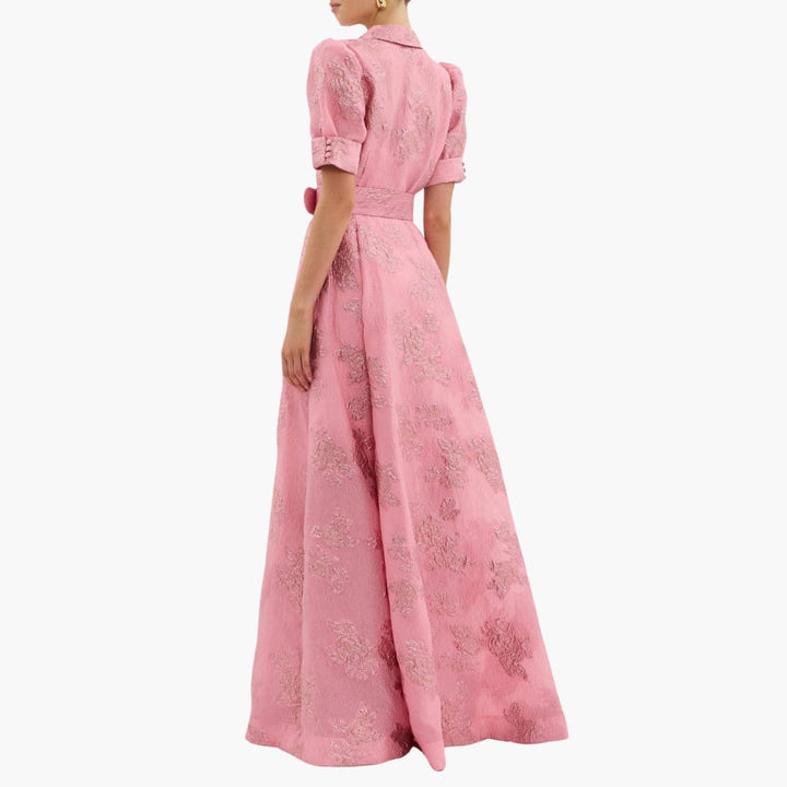 Womens Floral Dress with Puff Sleeves - Elegant Summer Dress for Wedding Guests and Special Events 3