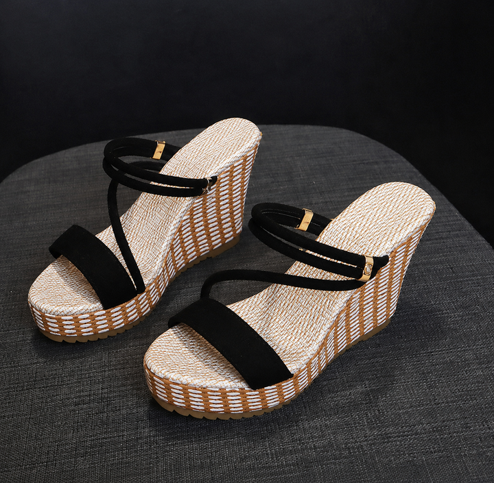 Women's Open Toe Platform Sandals - Elegant High-Heeled Summer Footwear